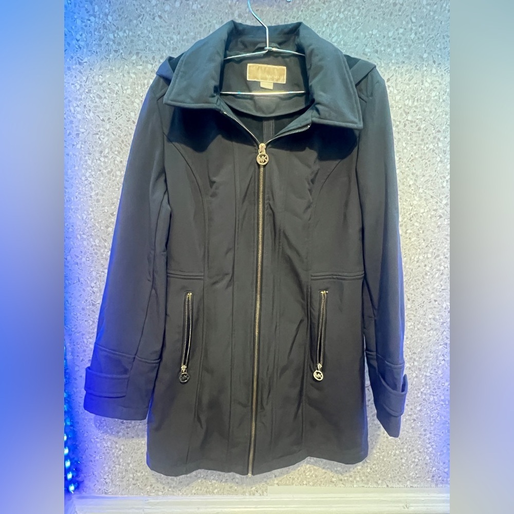 Michael Kors Black Trench Coat with Quilted Insulation